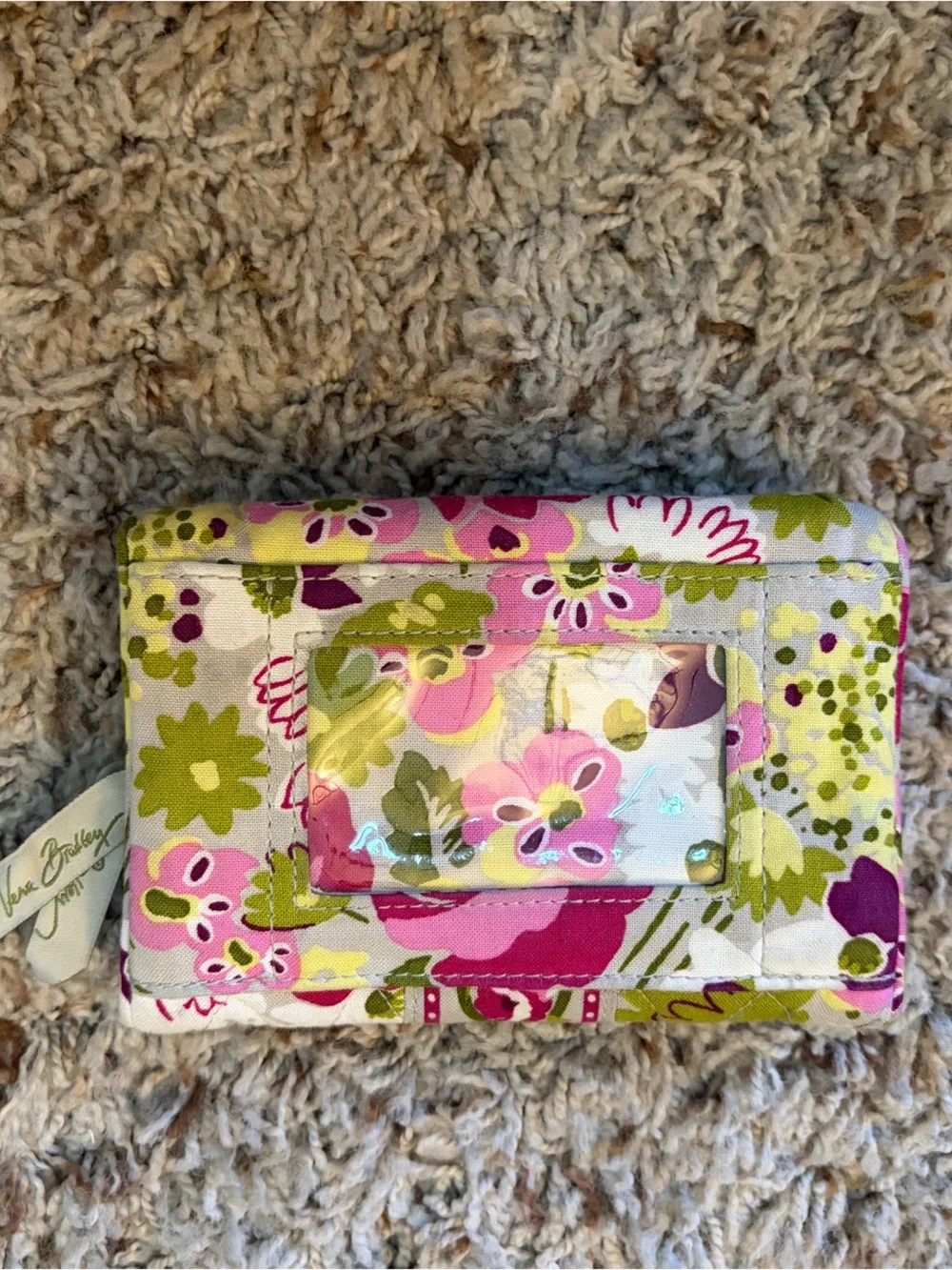 Vera Bradley Floral Quilted Zip Pouch in Pink, Lime & Cream - Picture 2 of 7